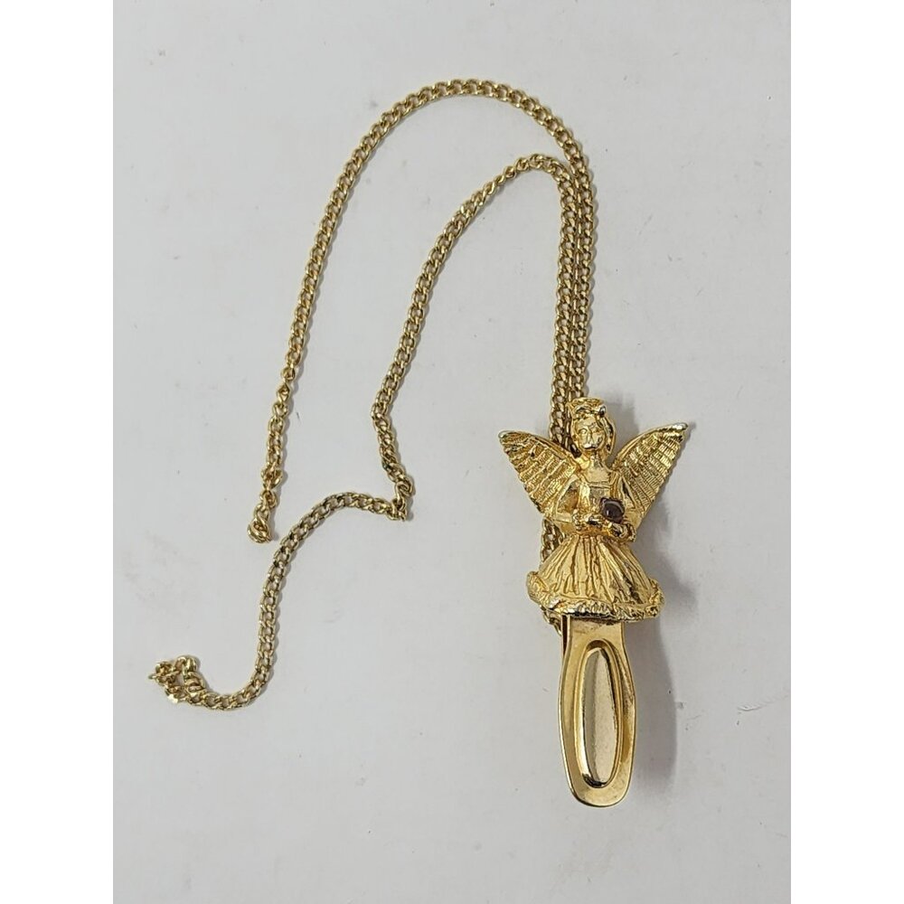 Vintage Gold Guardian Angel Clip/Pendant Religious Christian